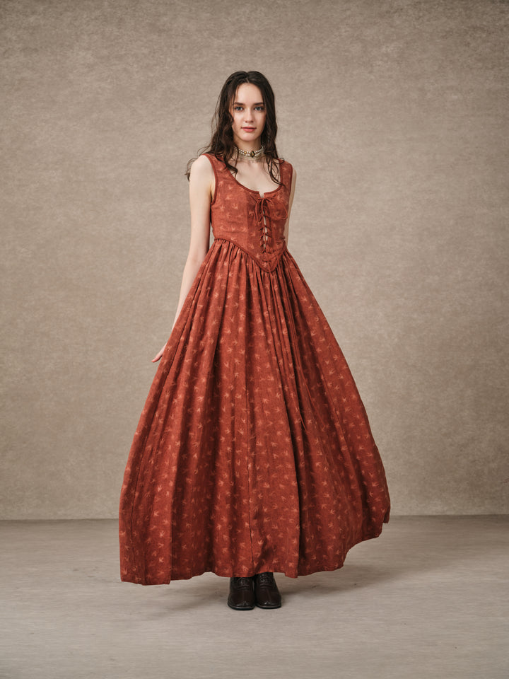 Anis 23 | Lace-up Jacquard Linen Corset Dress