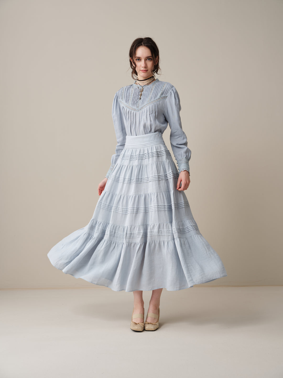 Alice 12 |  Pintuck Linen Maxi Skirt