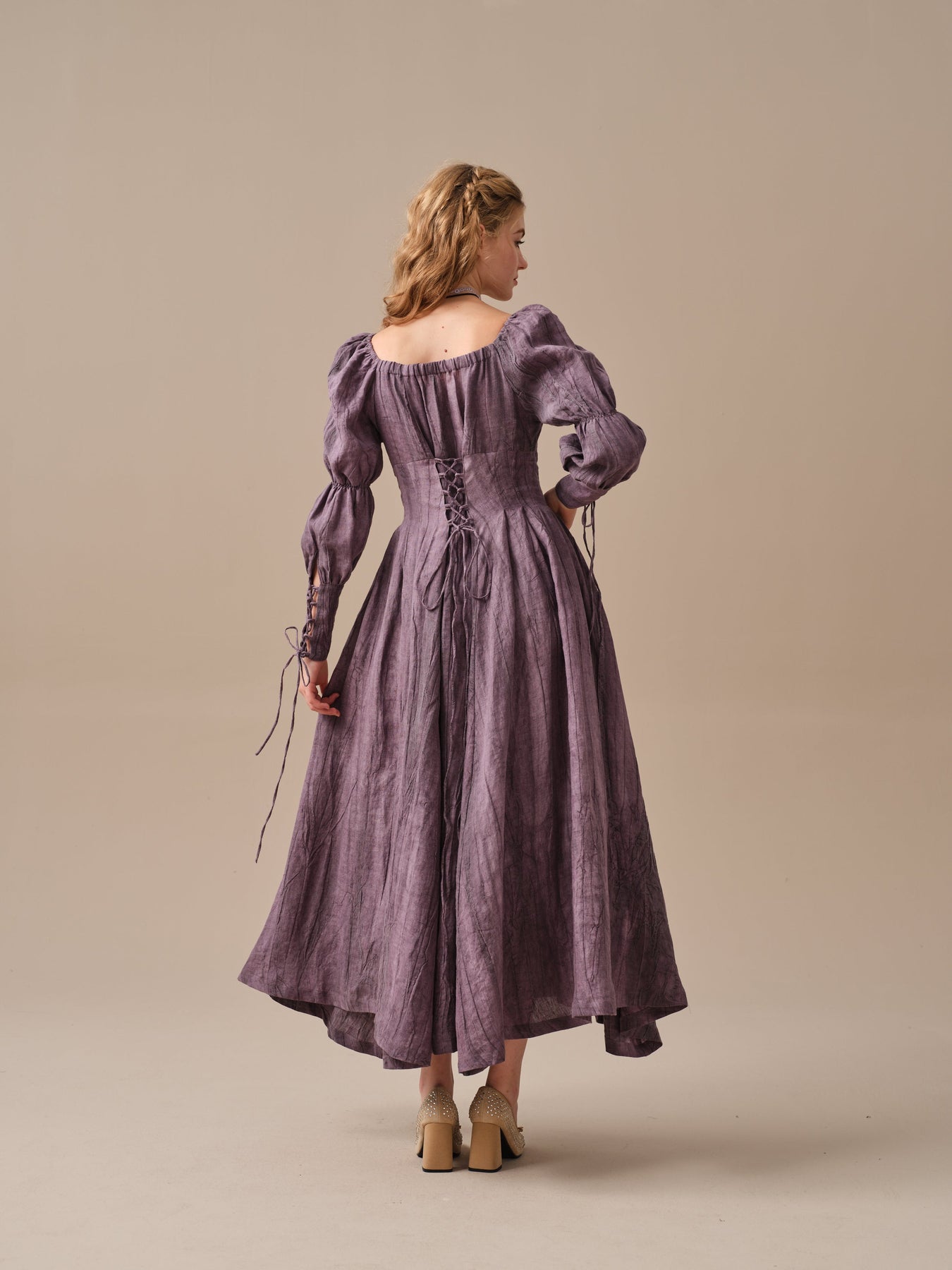 Elegant V-Neck Lace Top A-line Satin Dress Regency