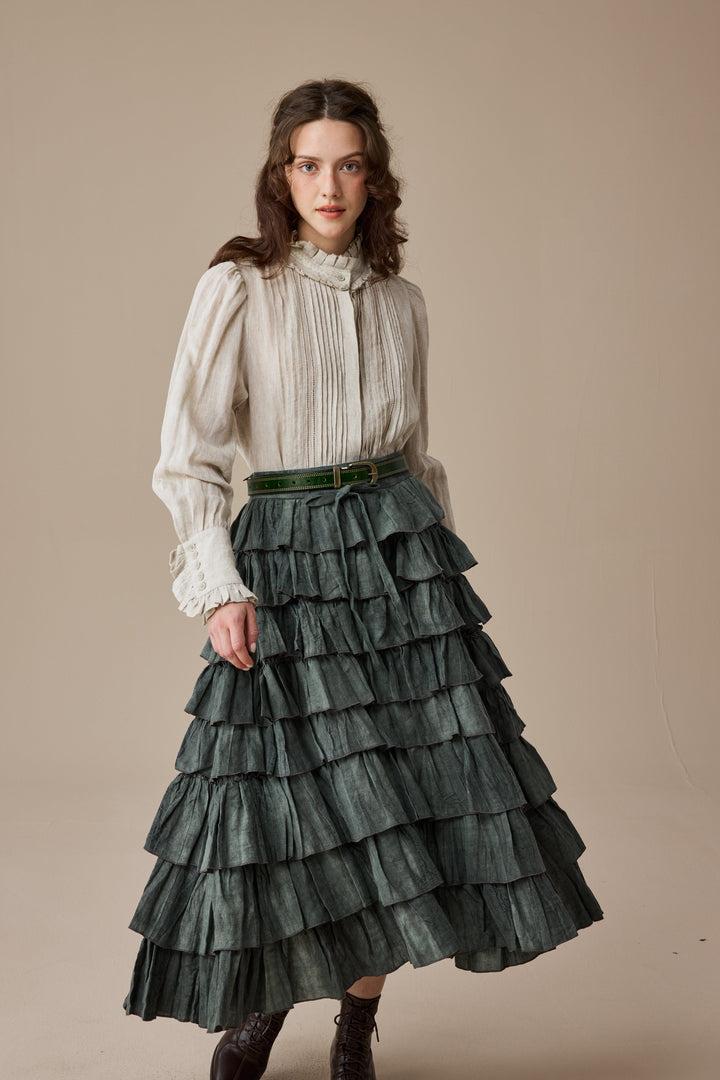 Ischia 14 | Layered petal linen skirt