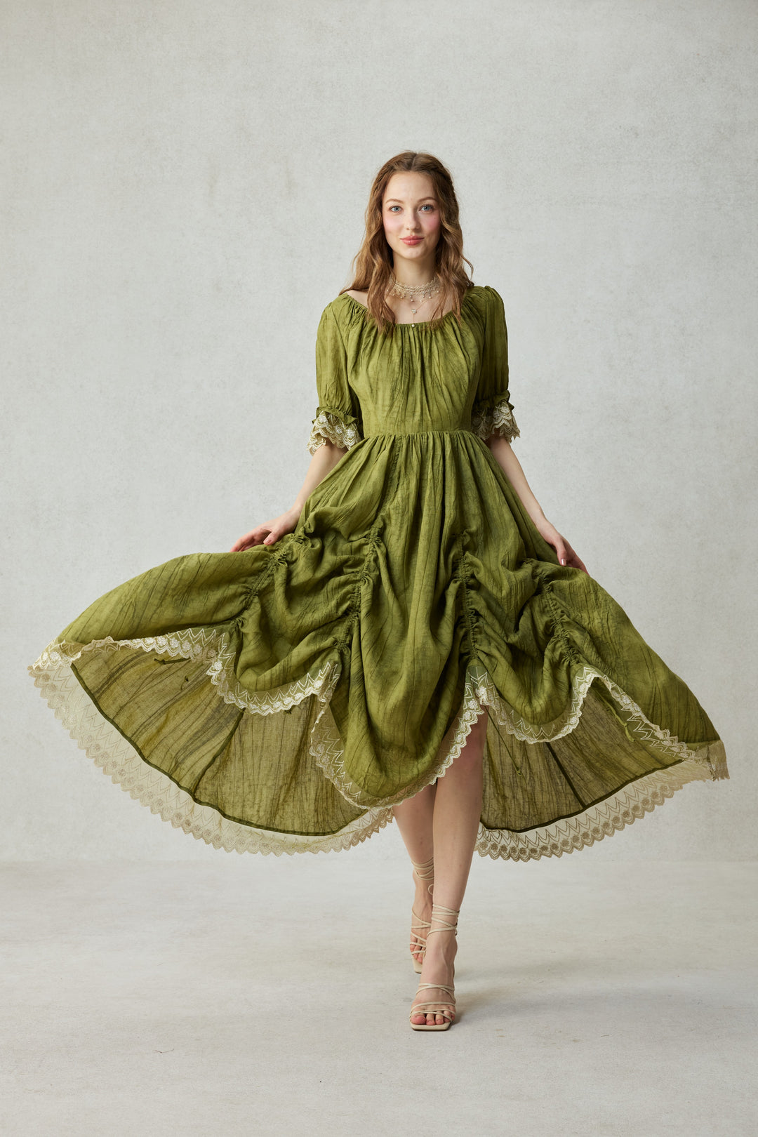 Elowen 27 | Lace Linen dress gown ( 2 way to wear )