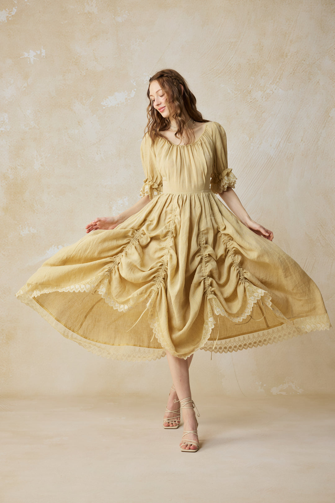Elowen 27 | Lace Linen dress gown ( 2 way to wear ) Linennaive Elowen 27 | Lace Linen dress gown ( 2 way to wear ) Linennaive