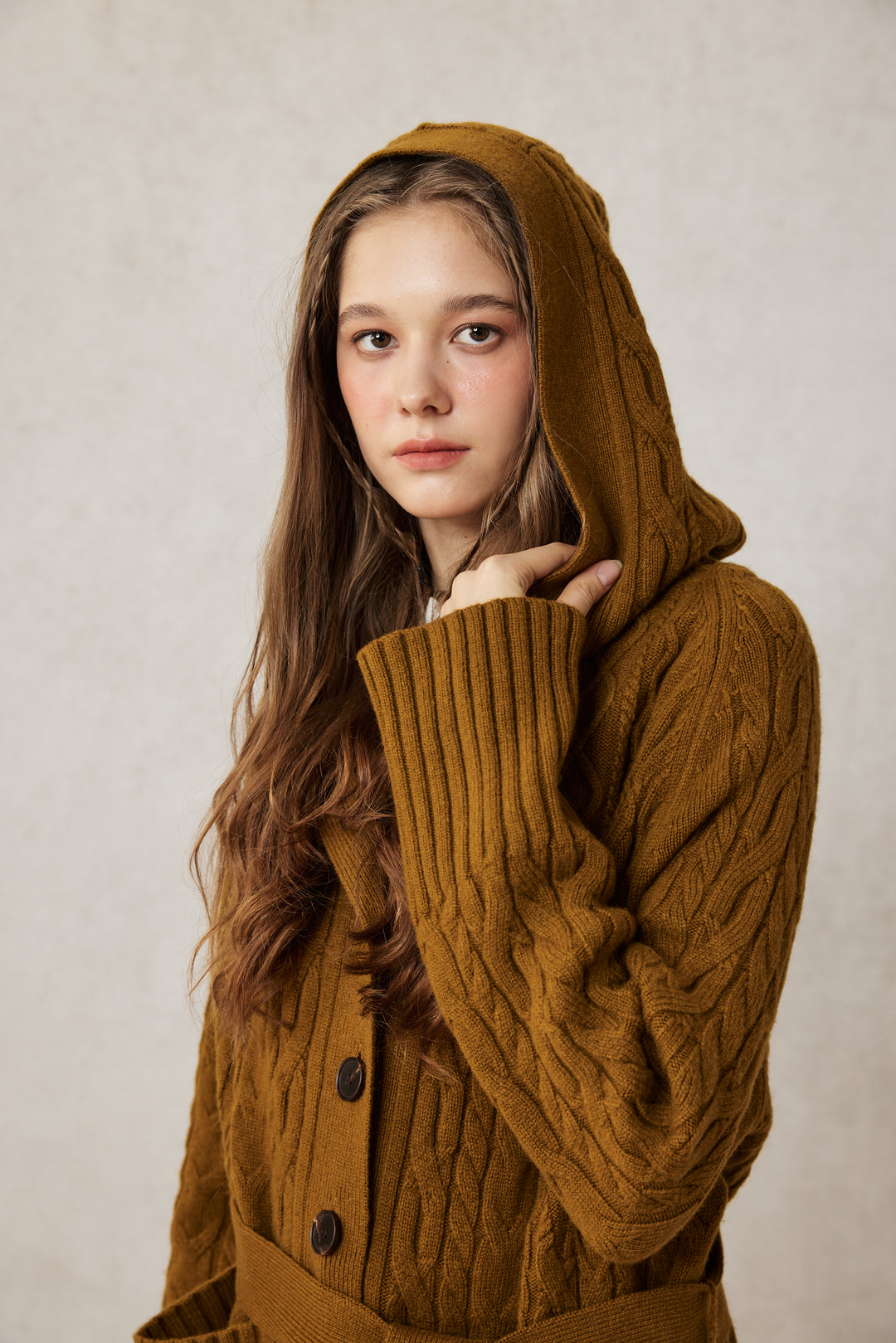Hudson 15 | 100% wool hooded cardigan coat