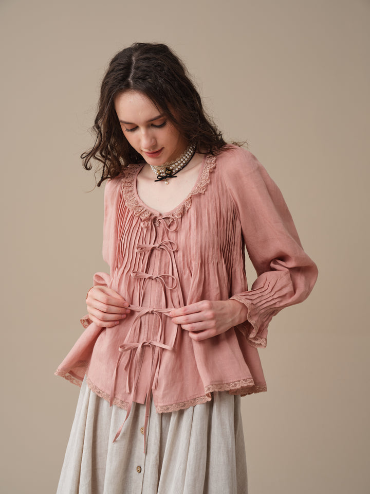 Isadora | Ruby Linen Poet Shirt