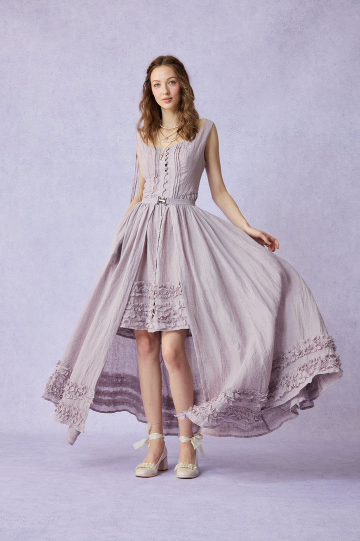 Wearable Poetry 17 | Ruffled linen dress & skirt （2 pieces)