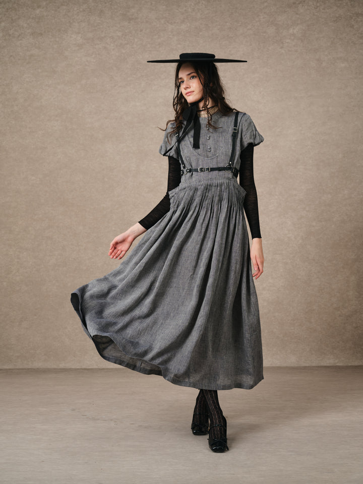 Thistle 09 | Smocked Bib Linen Midi Dress