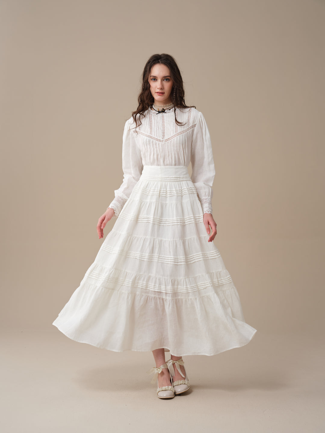 Alice 12 |  Pintuck Linen Maxi Skirt
