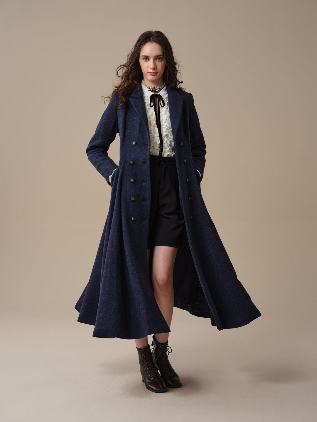 Mabel 01|Double breasted 100% wool coat