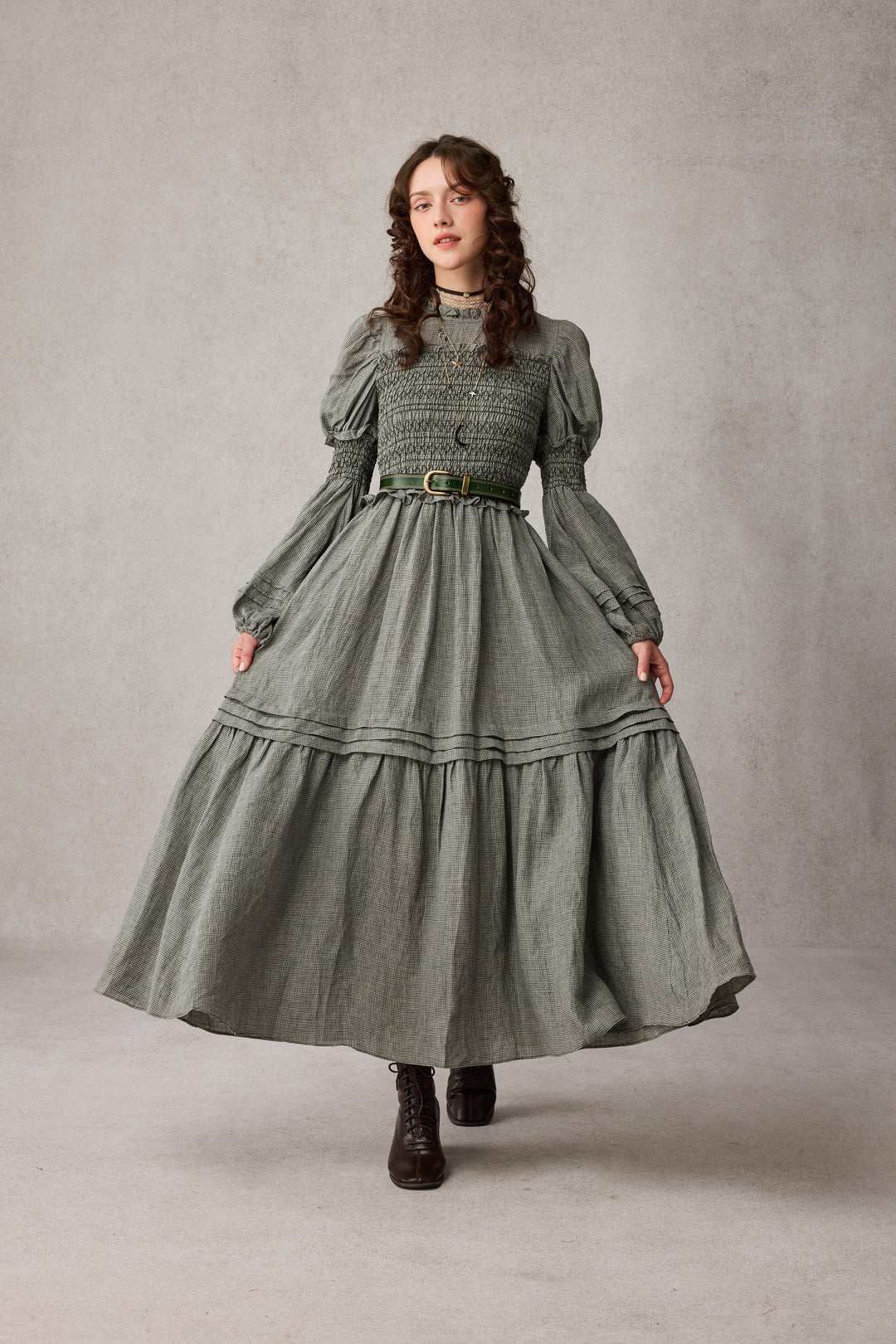 Jane 33 |Edward Smocking Linen Dress Chemise