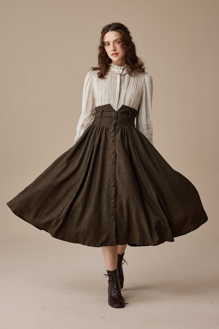 Bette 28 | Retro Belted Wool Skirt