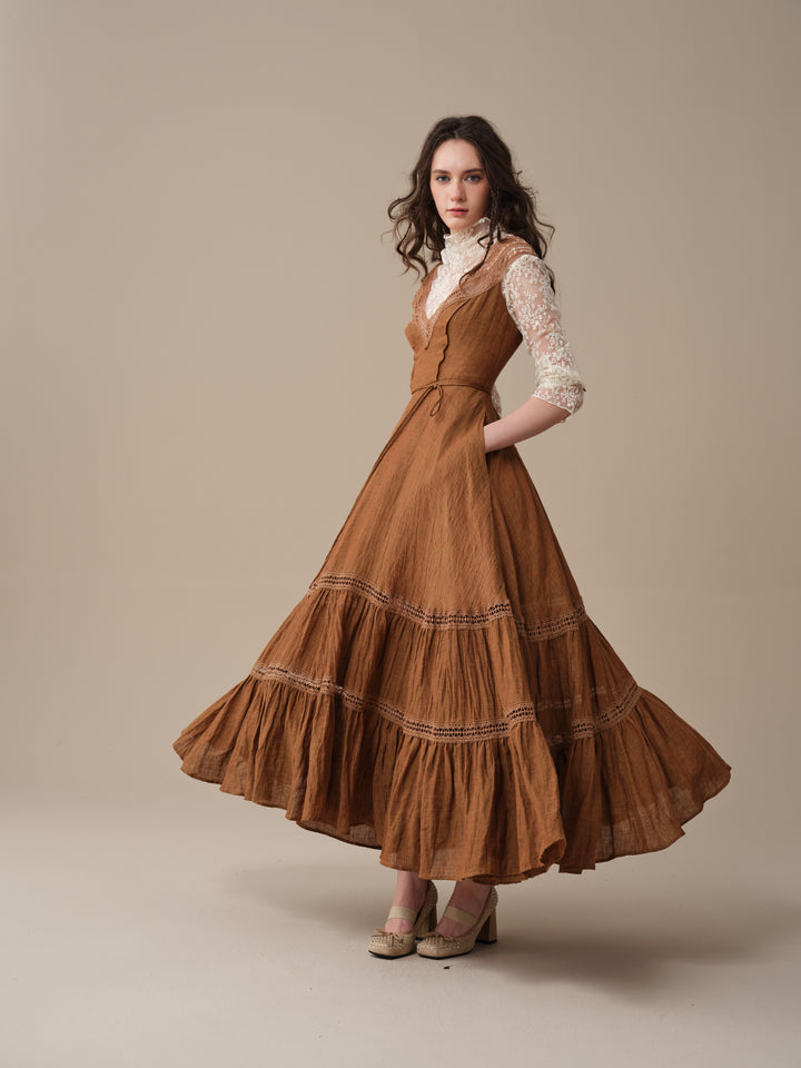 Cherry Tree 25 | Lace Linen flared dress