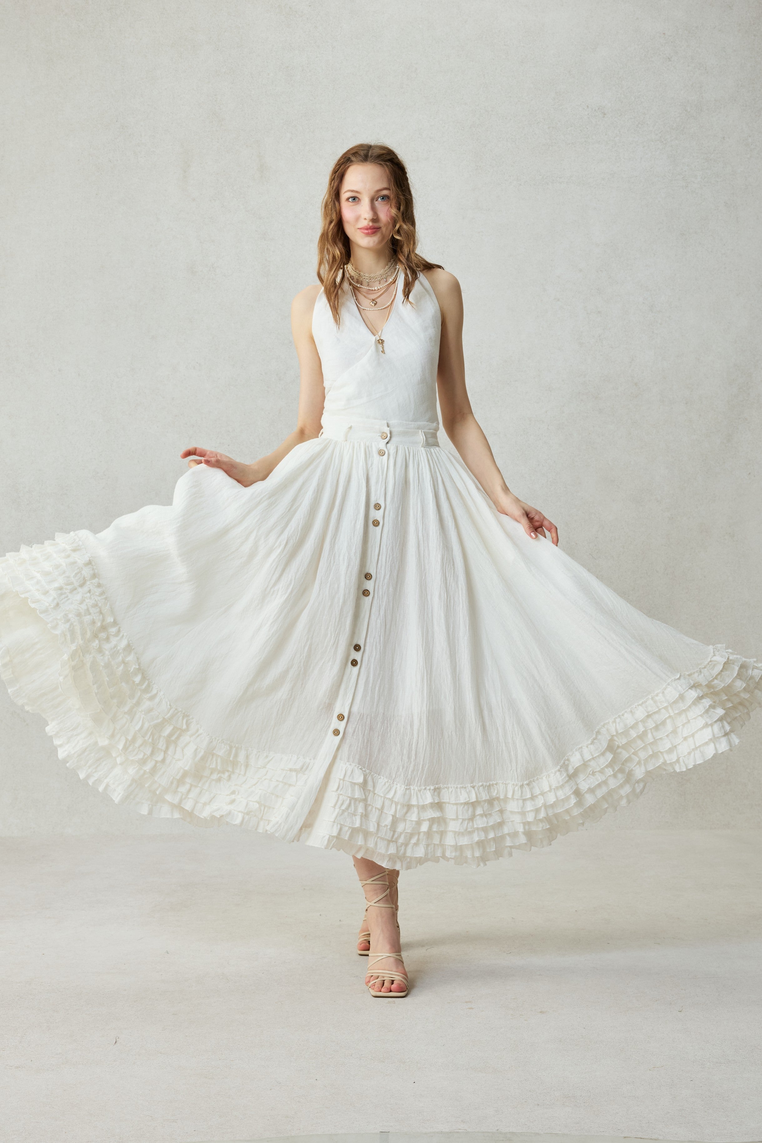 Dorothy 27 | Ruffled maxi linen skirt – Linennaive