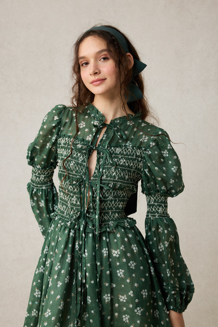 Jane 33 |Edward Smocking Linen Dress Chemise