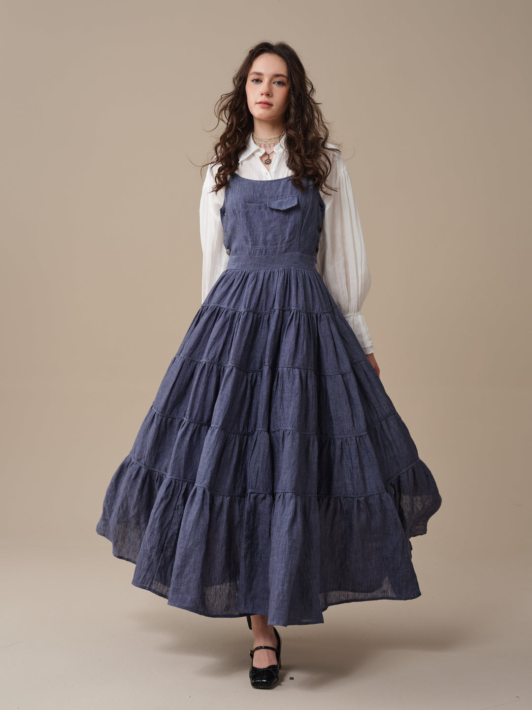 Heather 12 | Linen Apron Maxi Dress