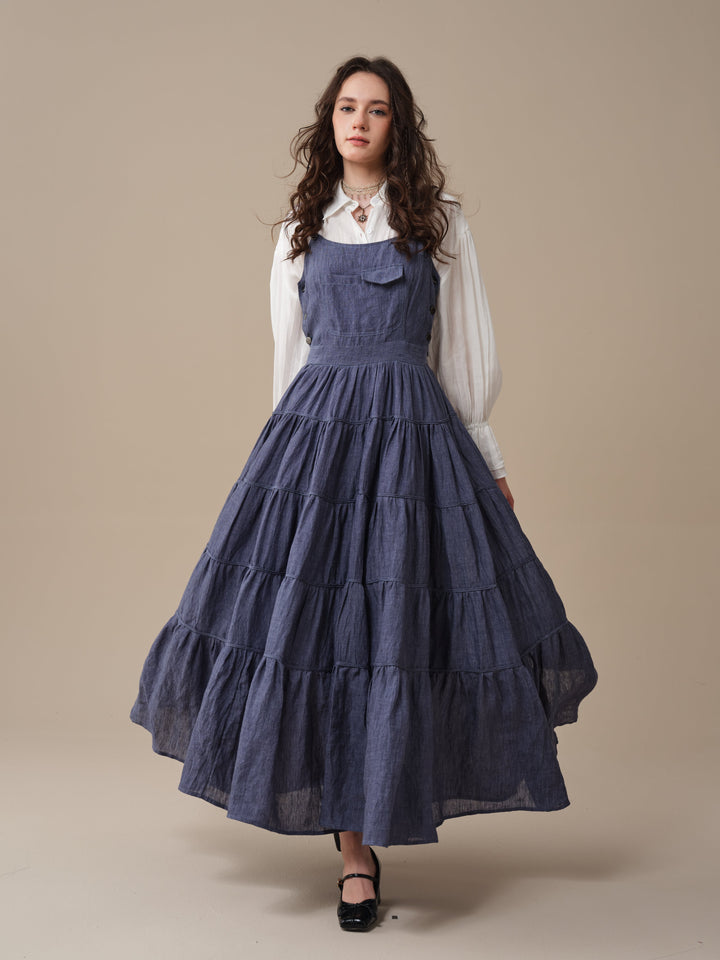 Heather 12 | Linen Apron Maxi Dress