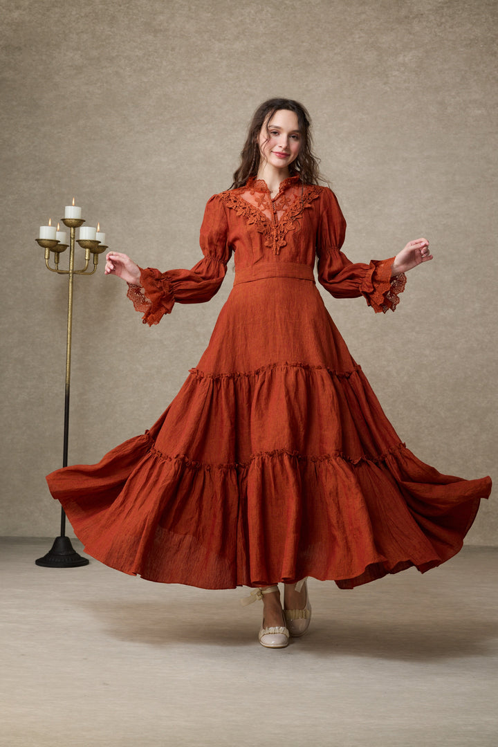 Leona 21 | Lace Maxi Linen Dress