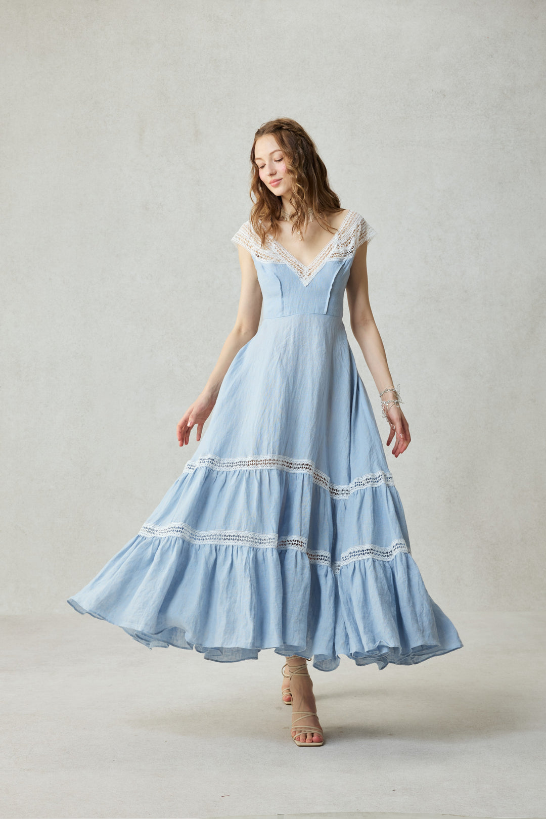 Cherry Tree 25 | Lace Linen flared dress