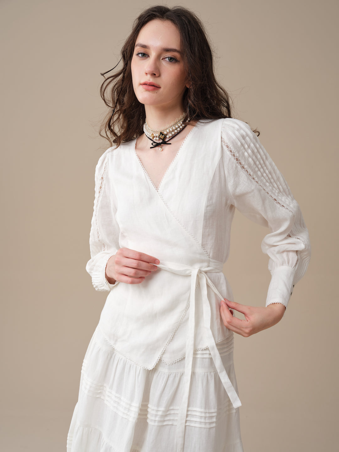 Marguerite | Soft Linen Wrap Blouse