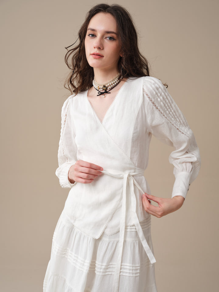 Marguerite | Soft Linen Wrap Blouse