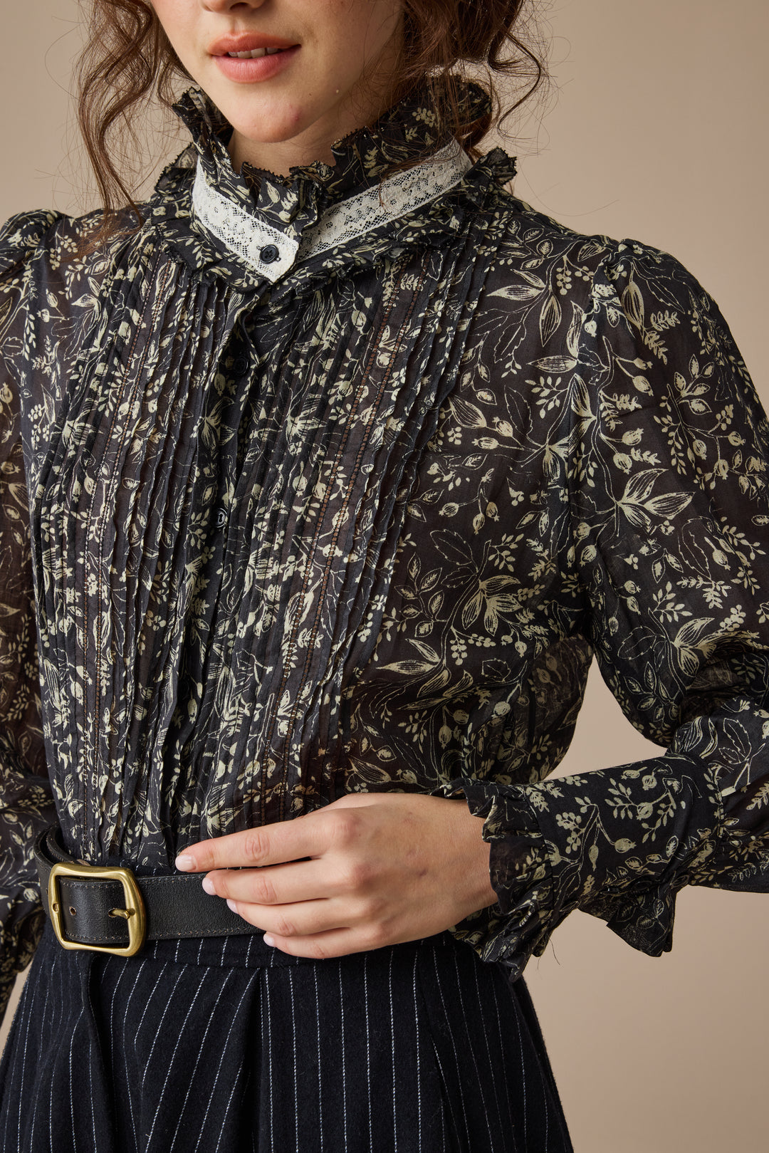 Sharon 21 |pintucked luxury linen shirt blouse