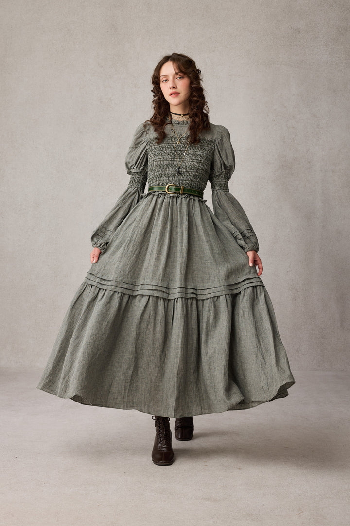 Jane 33 |Edward Smocking Linen Dress Chemise