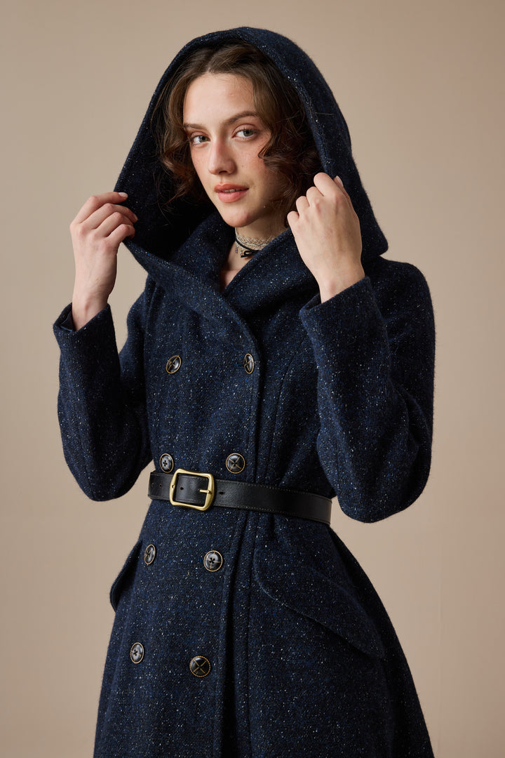 Trista 24 | 100% twill wool hooded coat