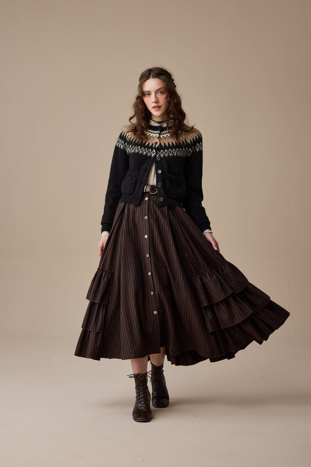 Kaite 18 |ruffled maxi wool skirt