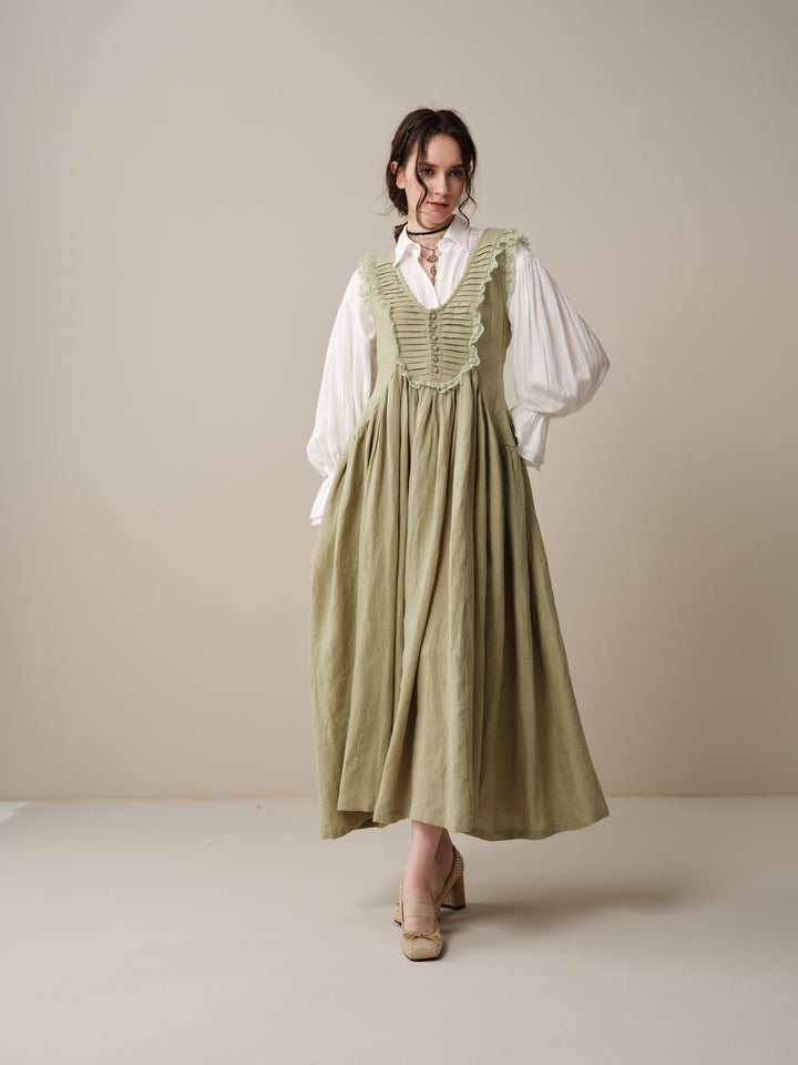 Edith 14 | Pleated Corset Linen Dress