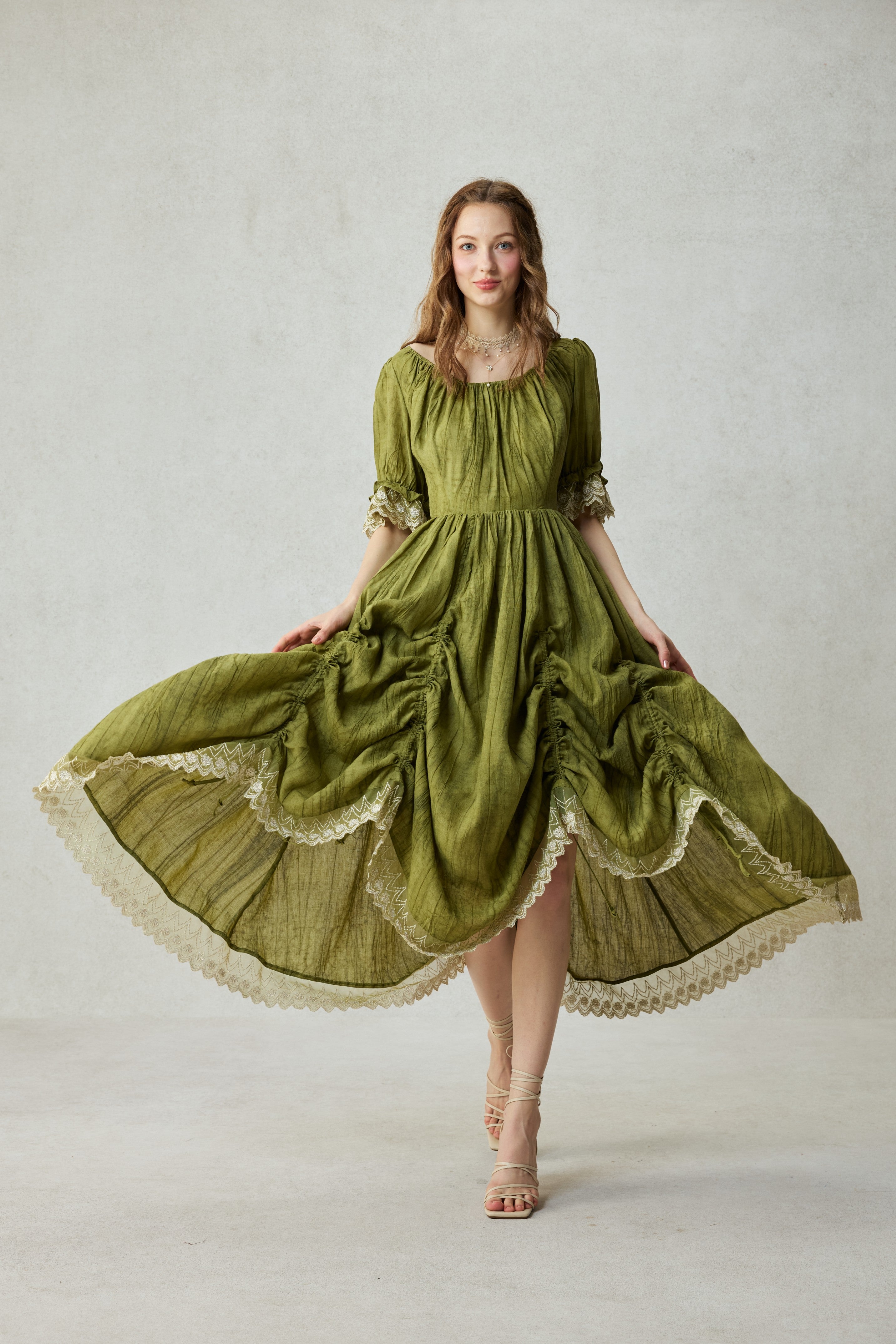 Elowen 27 | Lace Linen dress gown ( 2 way to wear ) – Linennaive