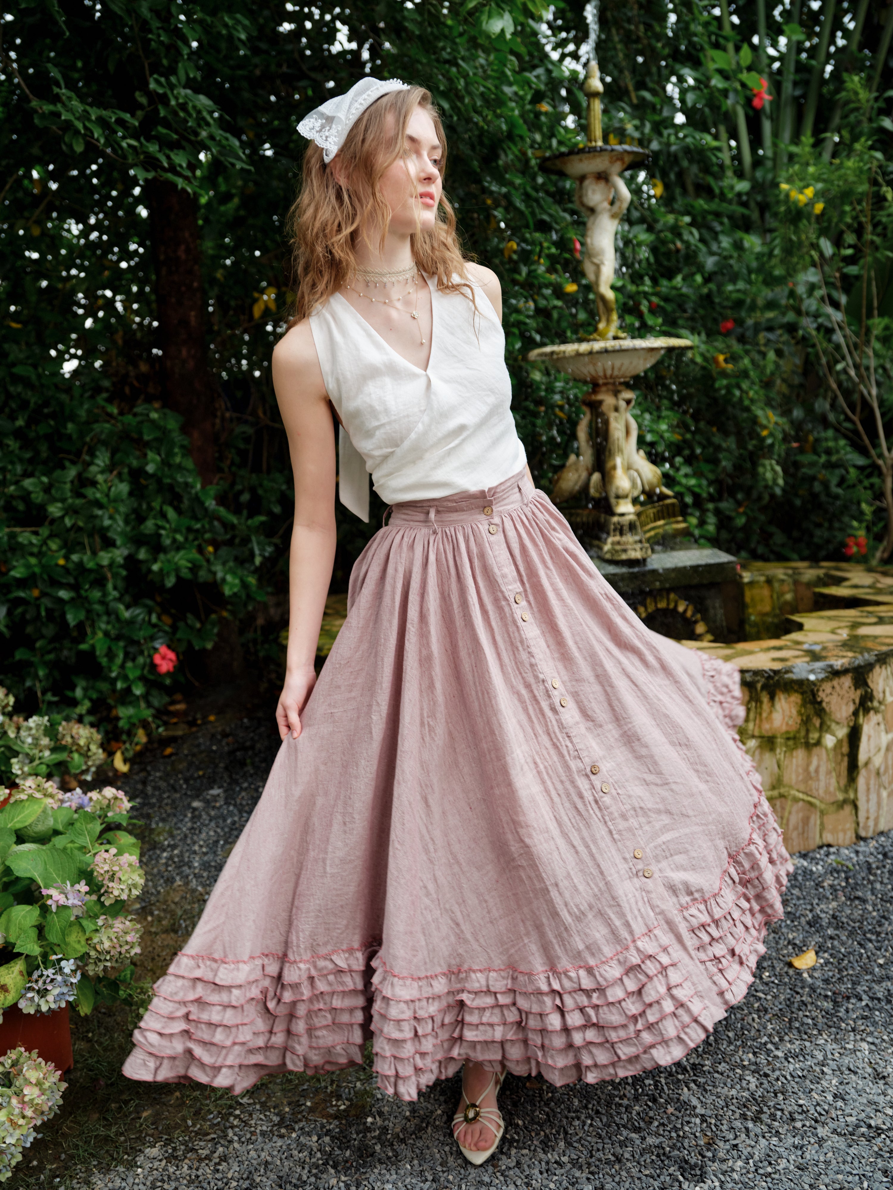 Dorothy 27 | Ruffled maxi linen skirt – Linennaive