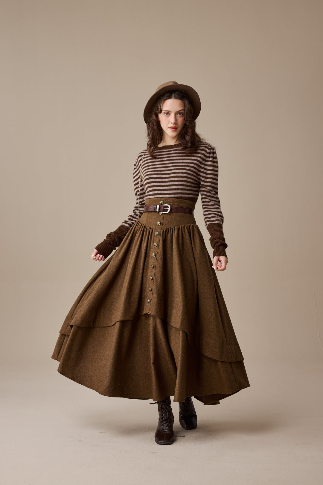 Christina 19 |Retro Layered Wool Skirt