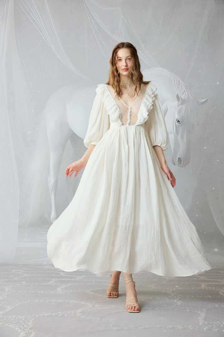 Moonlight 23| Puff Sleeved Linen Dress