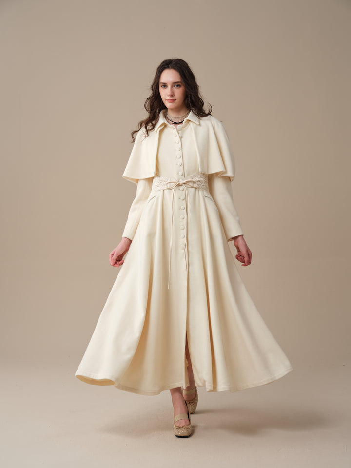 Charlotte 01 | 100% Wool Cape Trench Coat