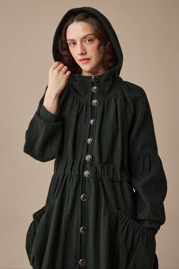 Melissa 28 |100% Wool Hooded Coat