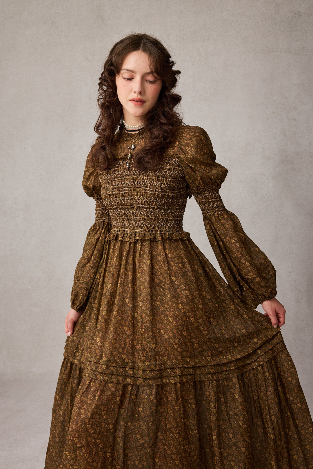 Jane 33 |Edward Smocking Linen Dress Chemise