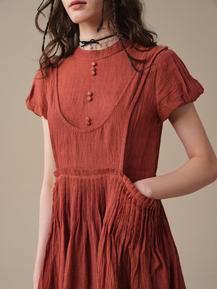 Thistle 09 | Smocked Bib Linen Midi Dress