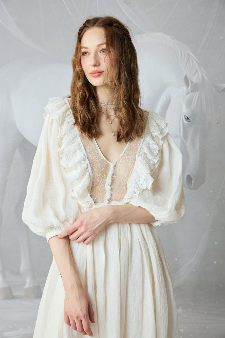 Moonlight 23| Puff Sleeved Linen Dress