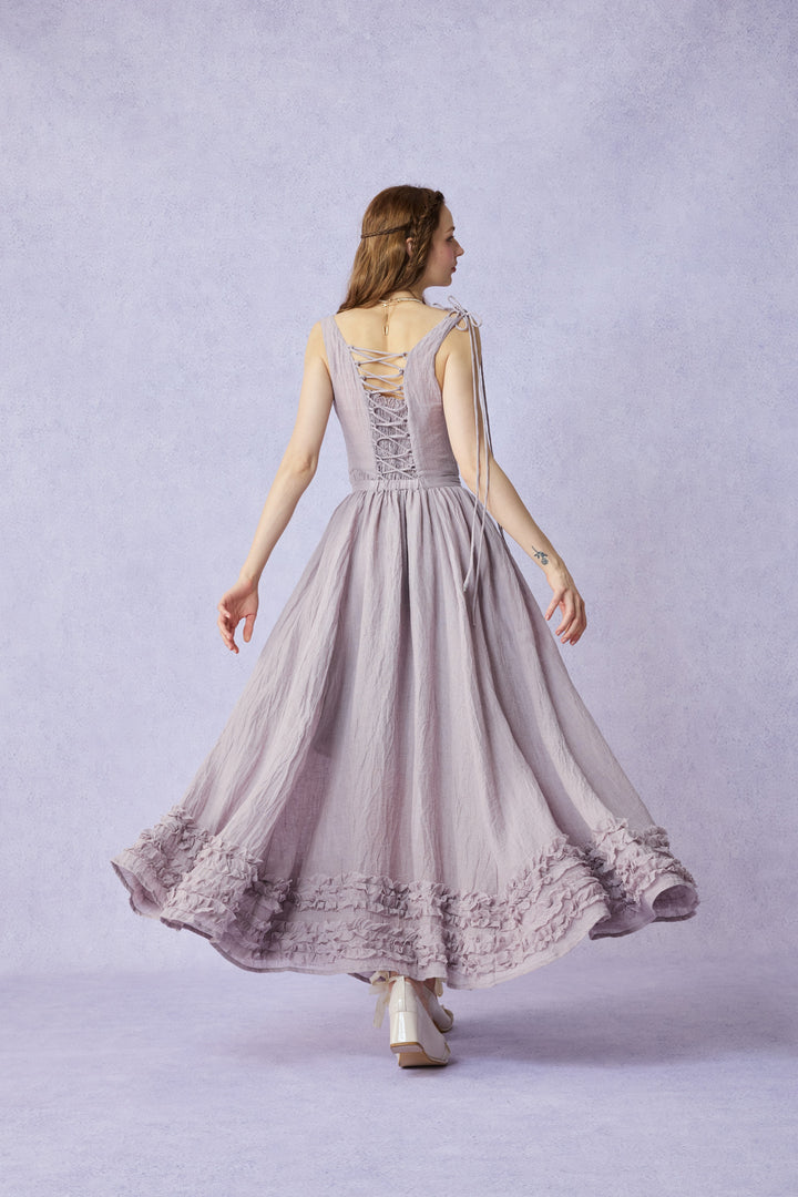 Wearable Poetry 17 | Ruffled linen dress & skirt （2 pieces)