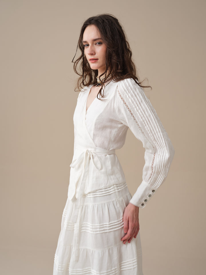 Marguerite | Soft Linen Wrap Blouse