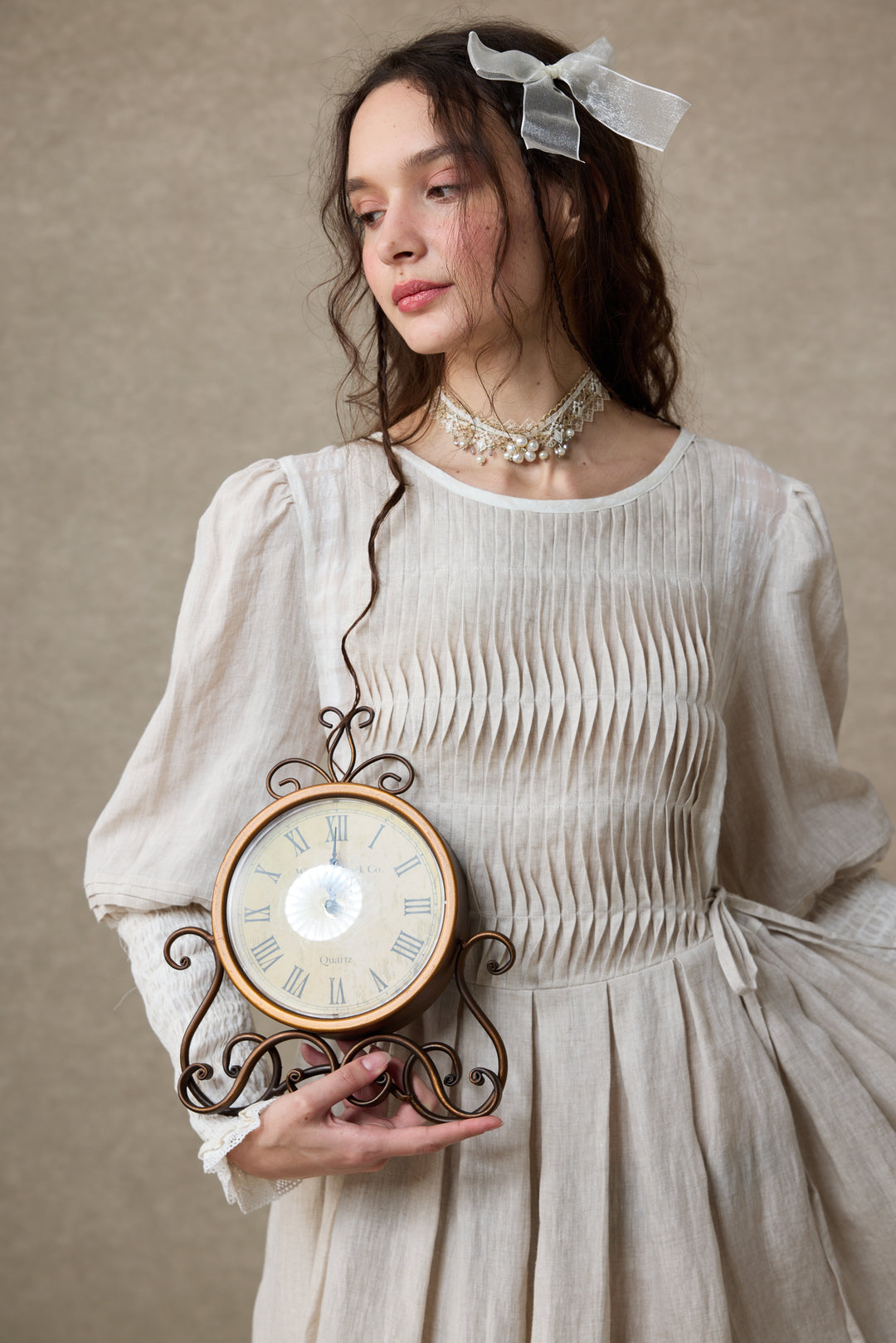 Eliana 15 | Pintucked Patchwork Linen Dress