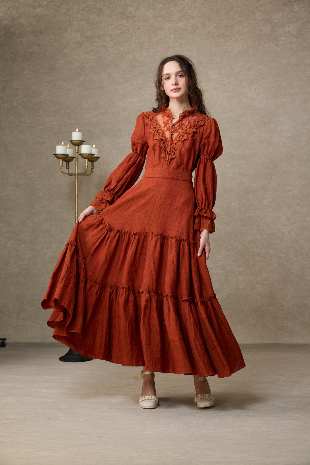 Leona 21 | Lace Maxi Linen Dress