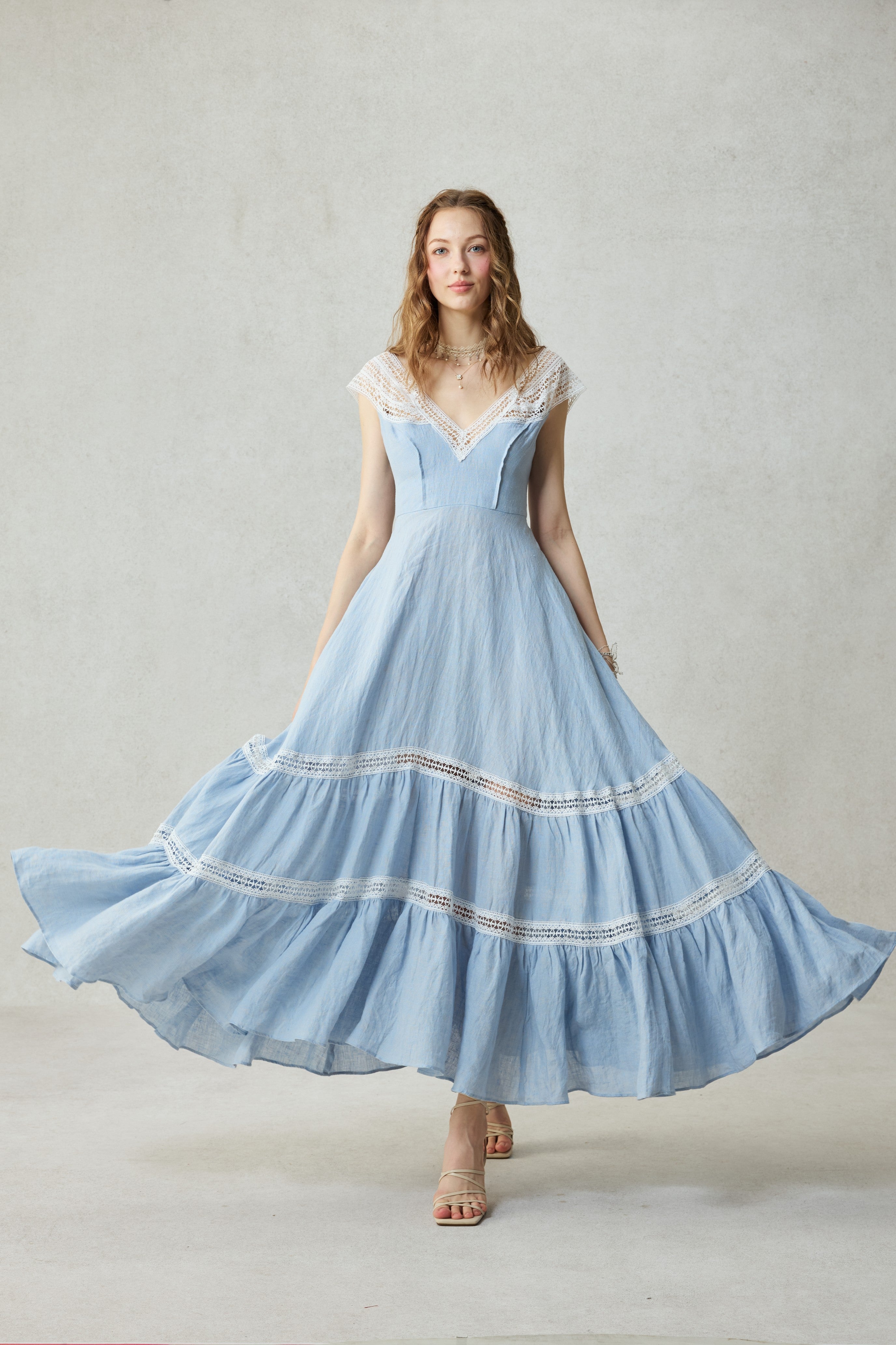 Cherry Tree 25 | Lace Linen flared dress – Linennaive
