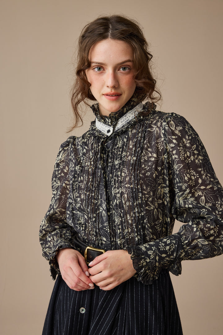 Sharon 21 |pintucked luxury linen shirt blouse