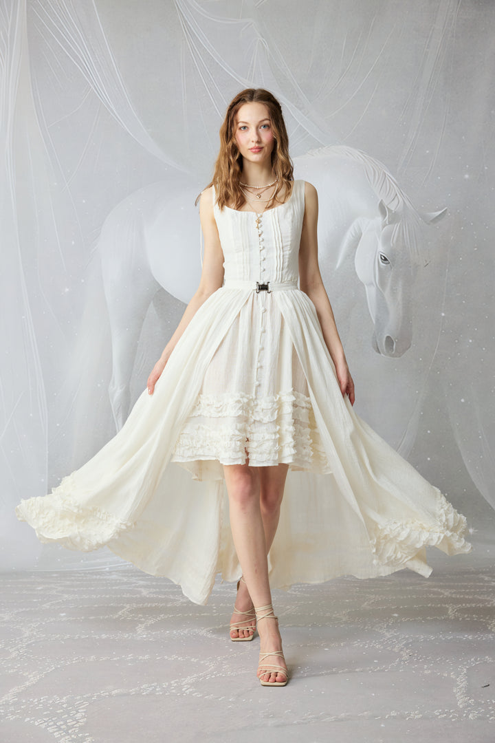 Wearable Poetry 17 | Ruffled linen dress & skirt （2 pieces)