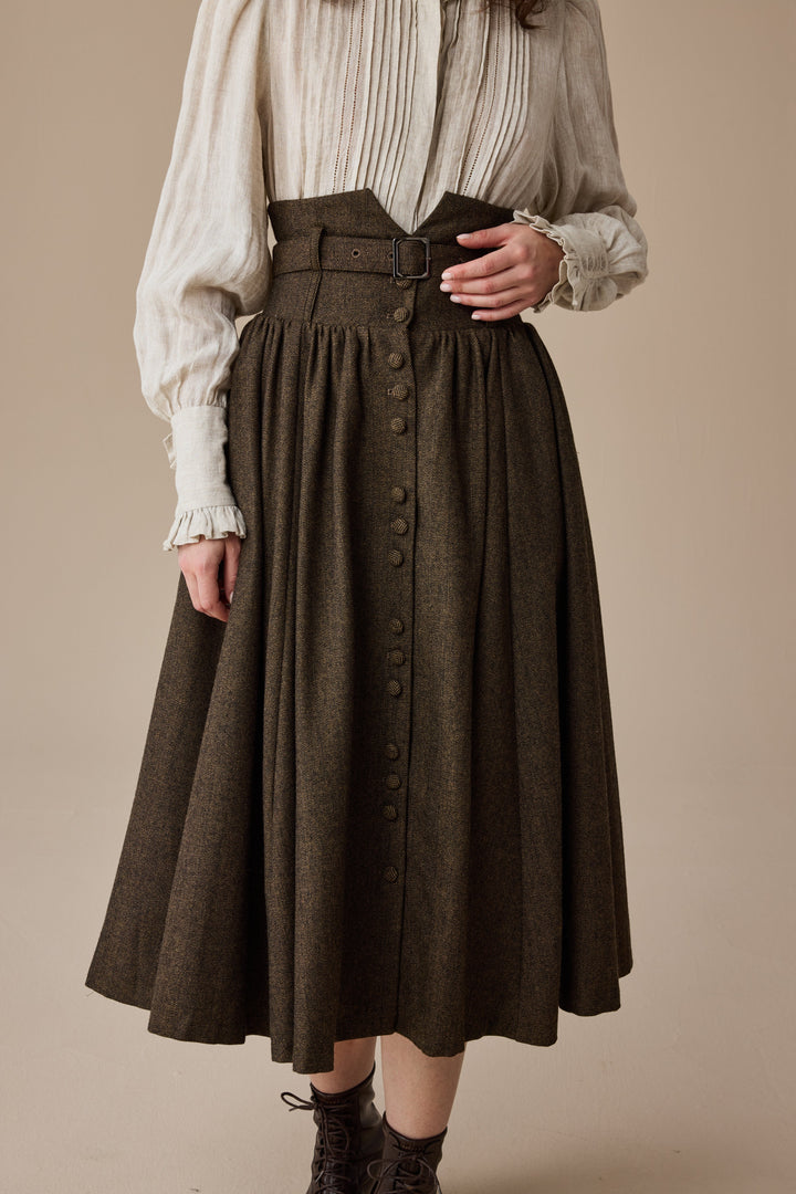 Bette 28 | Retro Belted Wool Skirt