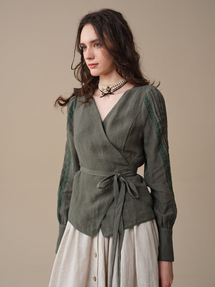 Marguerite | Soft Linen Wrap Blouse