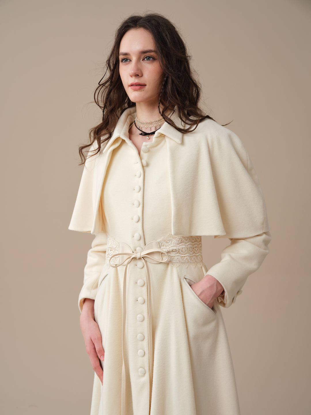 Charlotte 01 | 100% Wool Cape Trench Coat