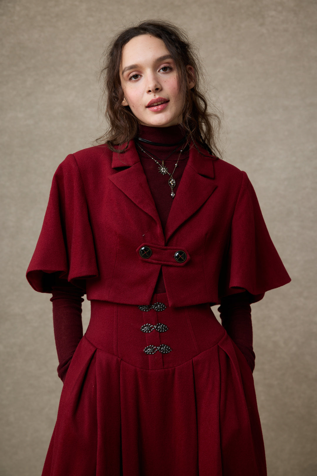 Clarise 22 |Retro Wool Skirt & Cape (2 pieces)