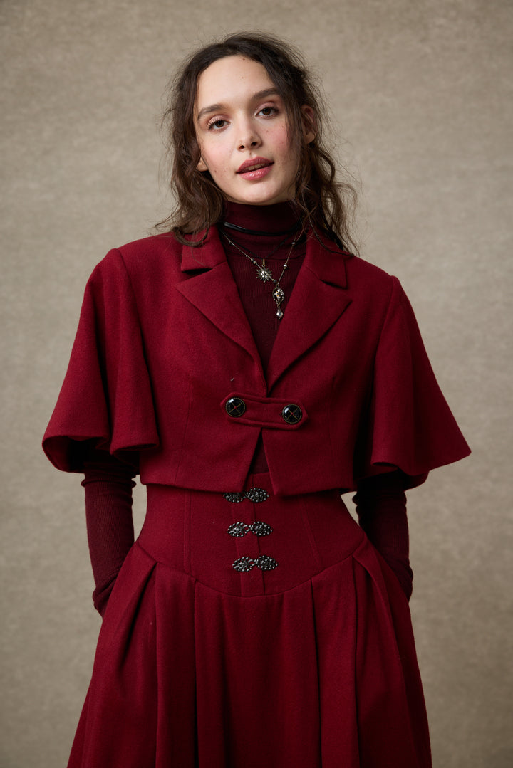 Clarise 22 |Retro Wool Skirt & Cape (2 pieces)