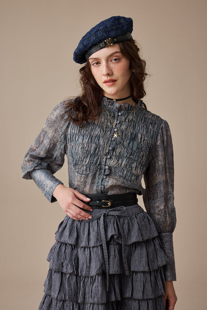 Clove 9 | smocked longsleeved linen blouse